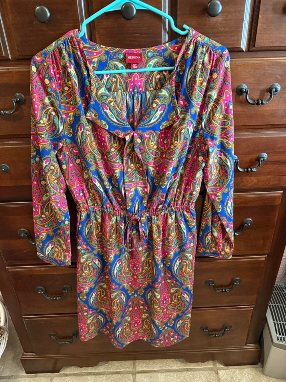 Merona Multicolor Paisley Drawstring Waist Tunic Dress